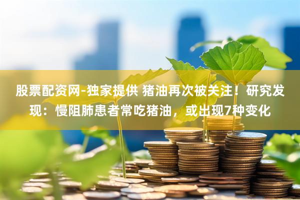 股票配资网-独家提供 猪油再次被关注！研究发现：慢阻肺患者常吃猪油，或出现7种变化